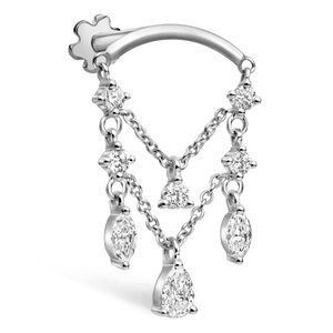 MARIA TASH Diamond Drape Chandelier Threaded Stud Earring 18k White Gold Helix